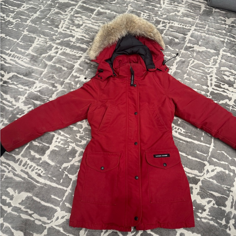 Canada Goose Red  Jacket with Fur Hood
